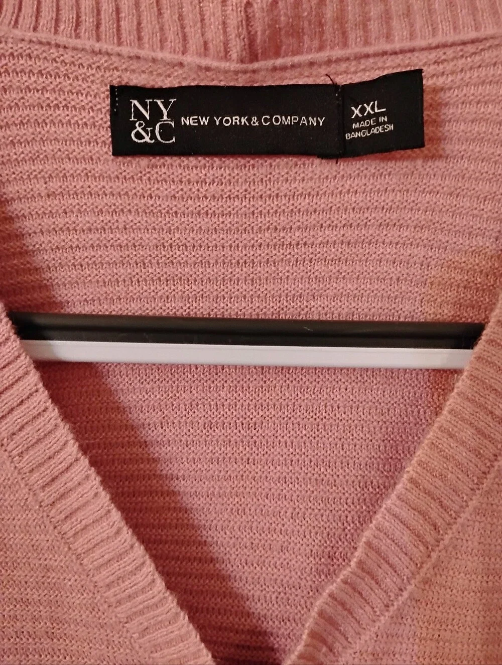 New York & Company Blush Pink V-Neck Cold-Shoulder Tunic Sweater